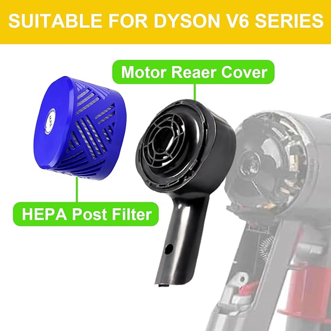 Motor Rear Cover Replacement Parts Compatible with Dyson V6 Vacuum Cleaner,with Post Filter for Dyson V6 DC58 DC59 DC62 DC72 DC74 Accessories,Attachment for DC58 DC59 DC62 DC72 DC74