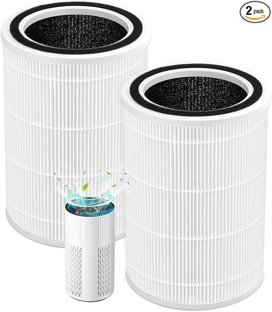 HAP604 Replacement Filter Fit for Ecoself HAP604 Air Purifier, 3-In-1 Efficiency Activated Carbon Filtration System, 2 Pack, White