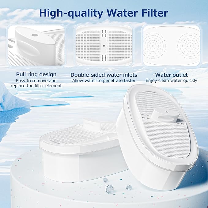 4 Pack WD-PF-01A Plus Replacement Filter for All Water-Drop Pitcher Filtration System, Compatible with Water-Drop WD-PF-01A Plus, Reduces PFOA/PFOS, Chlorine, Last Up to 3 Months or 200 Gallons, White