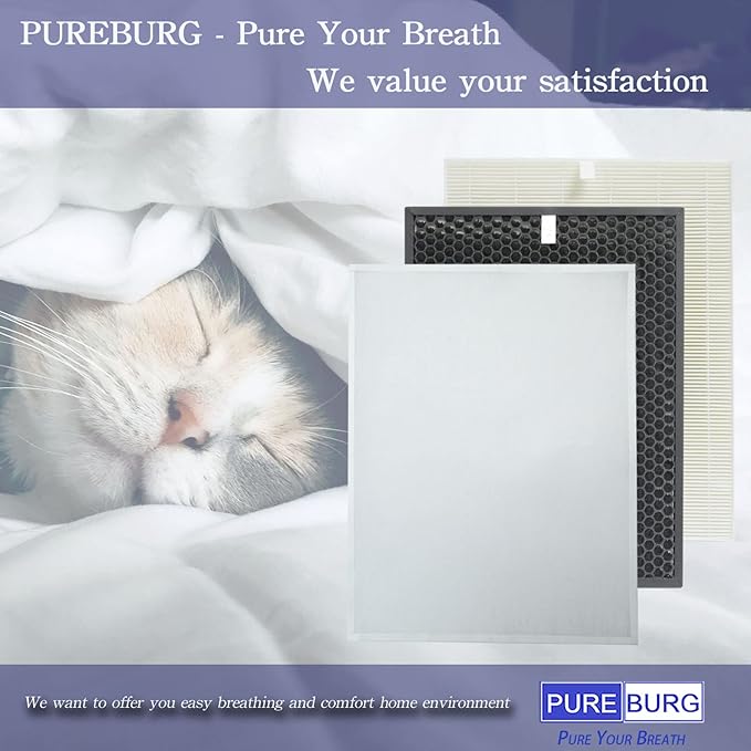 PUREBURG Replacement Filter Set Compatible with Winix HR900 Ultimate Pet Air Purifier, H13 HEPA + Activated Carbon Filter + 6 Pet Hair Pre-Filters 3-Stage Filtration