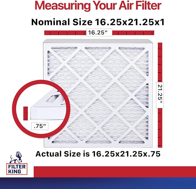 Filter King 16.25x21.25x1 Air Filter (MERV 11) (6-Pack) Dust & Allergy Control AC Furnace Filters, MADE IN USA, HVAC, Pleated, Electrostatic (Actual Size: 16.25 x 21.25 x .75)