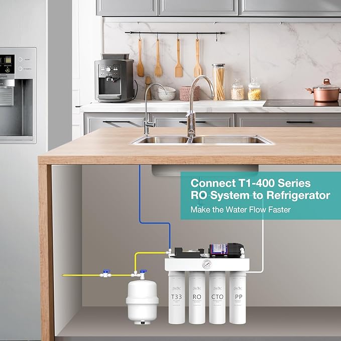 SimPure Small Water Pressure Tank for Tankless Reverse Osmosis System, RO Water Storage Tank with Fittings for Refrigerator, Ice Maker, Suitable for 1/4" and 3/8" Water Pipes