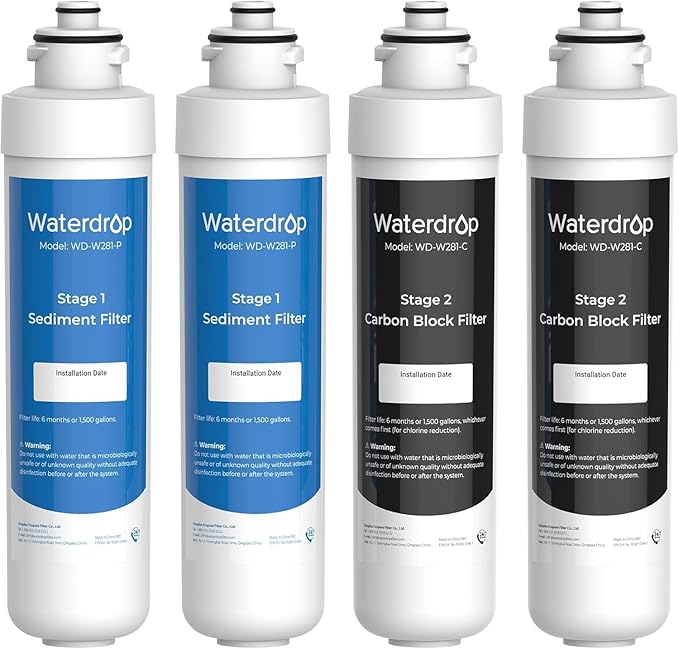 Waterdrop W281 Water Filters for Water Coolers, Replacement for Avalon® branded Bottleless Water Coolers Filters, 1,500 Gallon Extended Lifespan, More Pure Enjoyment, 4 Counts (2 SET)