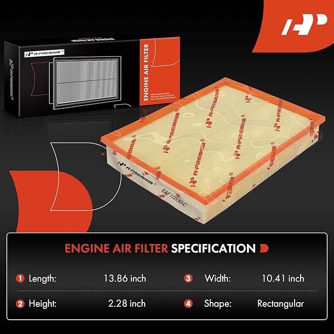 A-Premium Engine Air Filter Compatible with Dodge & Mercedes-Benz & Freightliner Sprinter 2500,3500, 2007-2022, Flexible Panel, Replace# 2E0129620B