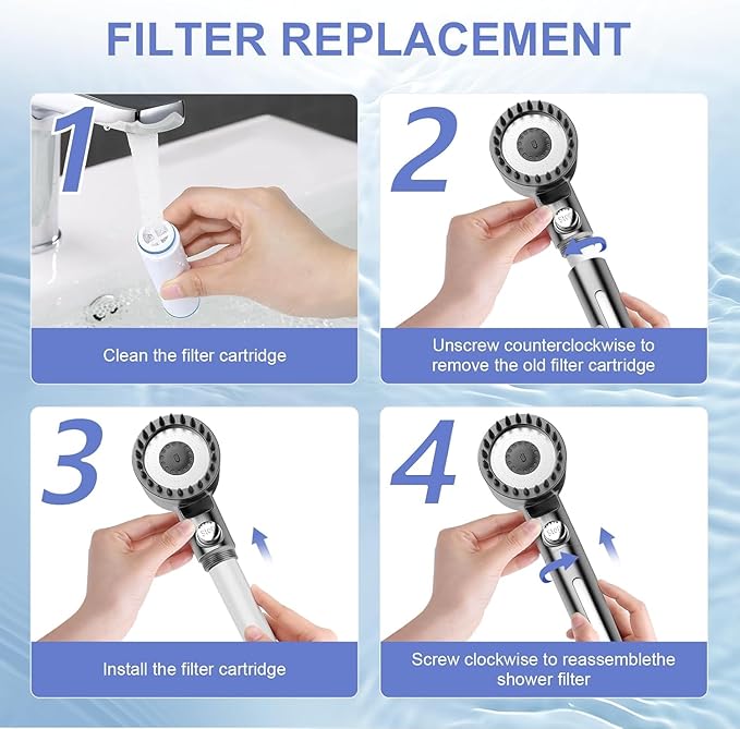 3 Pack Shower Filter for Handheld Shower Head,15 Stage Replacement Filters for Hard Water Remove Chlorine,Water Softener Filters Beads for Harmful Substances