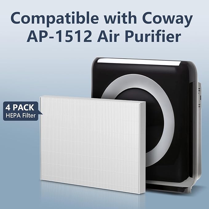 4 Pack AP-1512HH Air Purifier Replacement Filter for Coway Airmega AP-1512HH and Airmega 200M air Purifier, H13 True HEPA for AP1512HH Filter Replacement
