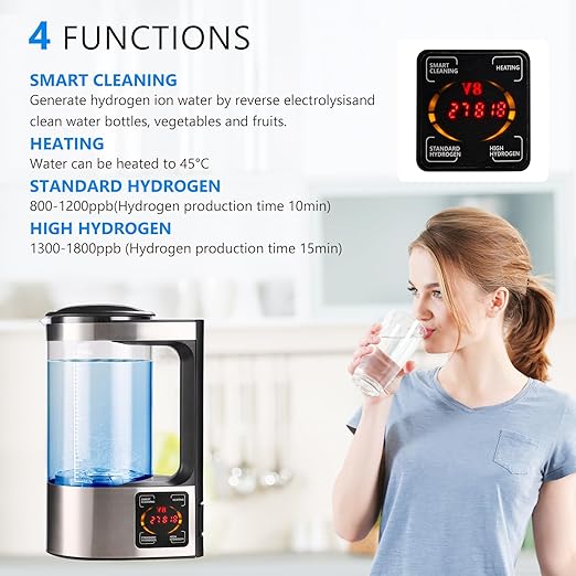 Hydrogen Water Machine Generator | 1800 PPB High Concentration, Portable Hydrogen Water Maker with SPE and PEM Technology for Home, Gym & Travel, Alkaline pH Balance Technology