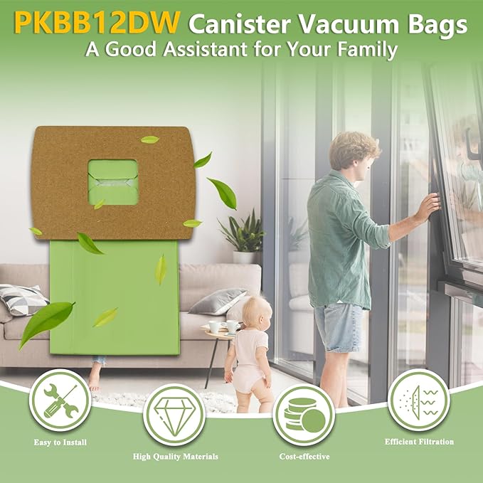 PKBB12DW Type BB Compact Canister Vacuum Bags Replacement for Oreck XL Buster B Canister Handheld Vacuum Cleaner BB180 BB280 BB850 BB870 BB900 BB1000 MV160 CC1600, 20 Pack