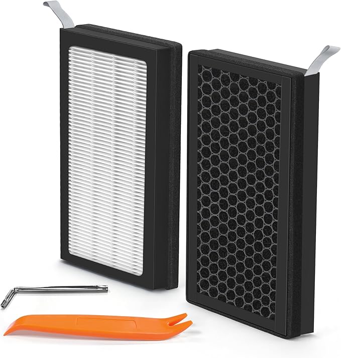 Model 3/Y Air Filter Compatible with Tesla Model 3 Model Y Accessories 2016 to 2023 Version, Premium HEPA and Activated Carbon 2-IN-1 Cabin Air Filters, 1 Set of Model 3 Filter Kit with Removal Tools