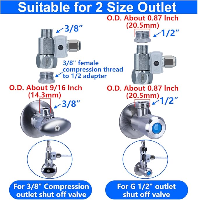 Refrigerator Water Line Kit Connection and 1/4 Compression Ice Maker Installation Kit,1/4" OD Tubing with Quick Connect for Fridge IceMaker RO Systems Water Filters Faucet,+Feed Water Adapter 25ft