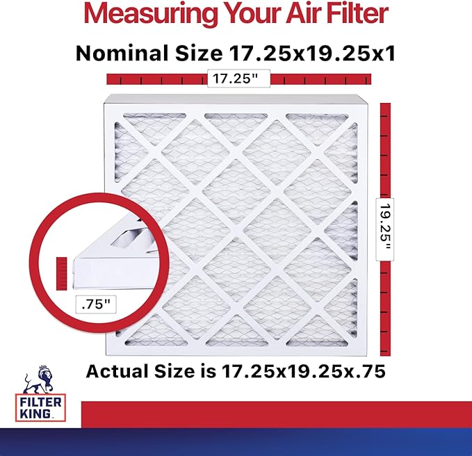 Filter King 17.25x19.25x1 Air Filter (MERV 11) (6-Pack) Dust & Allergy Control AC Furnace Filters, MADE IN USA, HVAC, Pleated, Electrostatic (Actual Size: 17.25 x 19.25 x .75)