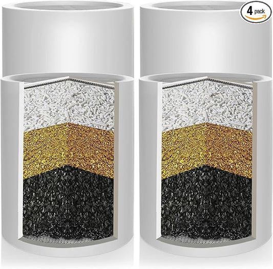 Enhanced Formula Multi-Stage Shower Filter Cartridge,High output Universal replacement filter cartridge, Remove Chlorine Heavy Metals and Other Sediments, Reduces Dry Itchy Skin, Dandruff（Pack of 4)