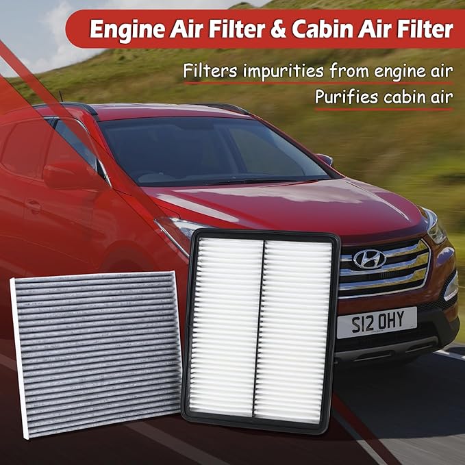 28113-2W100 Engine Air Filter and 97133-3SAA0 Cabin Air Filter kit Compatible with 2013-2016 Hyundai Santa Fe Sport 2013-2018 Santa Fe 2013-2019 Santa Fe XL Replaces CA11500 CF11819