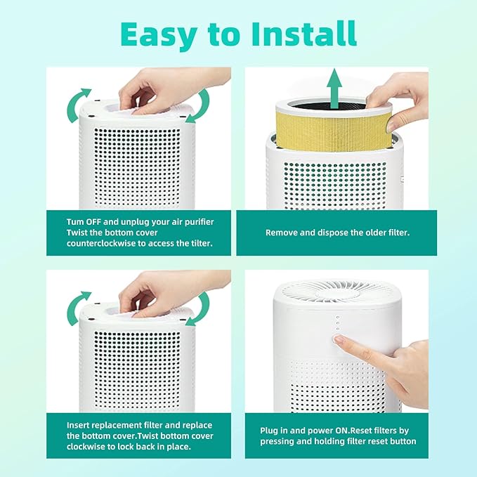 2 Pack HY1800 Upgraded Replacement Filter Compatible with MORENTO/Loytio/AYAFATO/IOIOW/Honeyuan/CHIVALZ Air Purifier, 3-in-1 H13 True HEPA and Activated Carbon HY1800 Filter Toxin Absorber