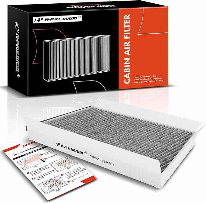 A-Premium Cabin Air Filter w/Activated Carbon Compatible with Mercedes-Benz Models - C230, C240, C280, C32 AMG, C320, C350, C55 AMG, CLK320, CLK350, CLK500, CLK55 AMG, CLK550, CLK63 AMG - Under Hood