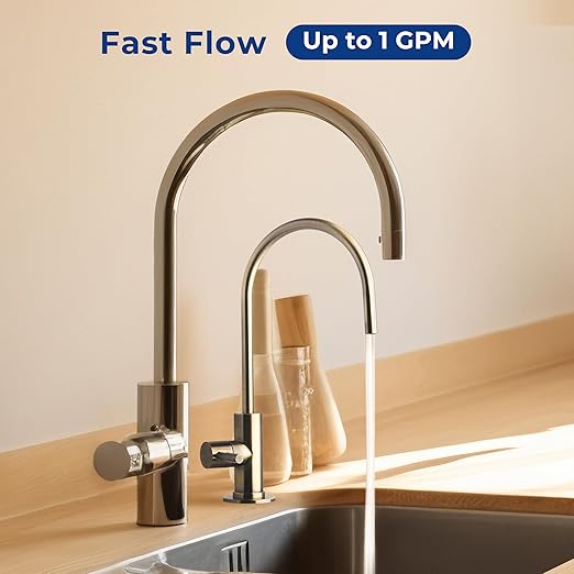 iSpring US31 Under Sink Water System, NSF Certified 3-Stage Water Filters, Reduces PFAS, Chloramine, Chlorine and More, Tankless Water Filter System with Faucet