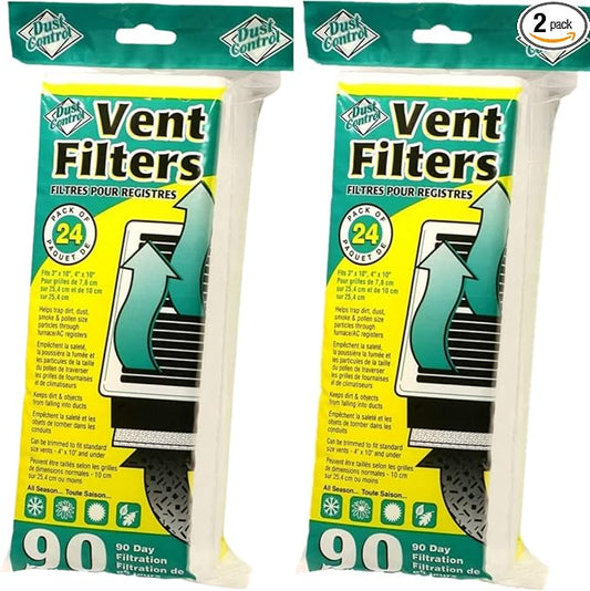 Vent Filters - Pack of 48 | Traps Dirt, Dust, Smoke, Pollen Size Particles | Provides Fresh, Filtered Air for Bathrooms, Bedrooms, Kitchen, Family Rooms.