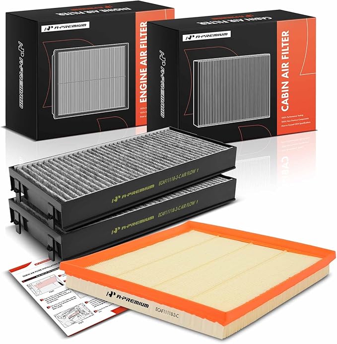 A-Premium 3-PC Engine & Cabin Air Filter with Activated Carbon Compatible with BMW X5 2011-2018, X6 2008-2019, 3.0L