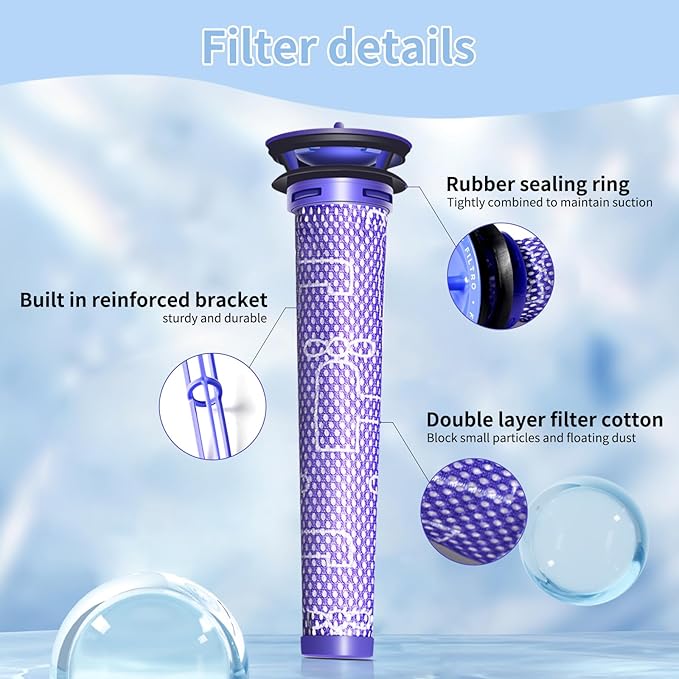 4 Pack Replacement Pre-Filters for Dyson V8, V7, V6, SV04, DC58, Vacuums Kit Includes 4 Filters, Enhance the Performance of Your Dyson with This Filter Replacement Set. Replaces Part # 965661-01