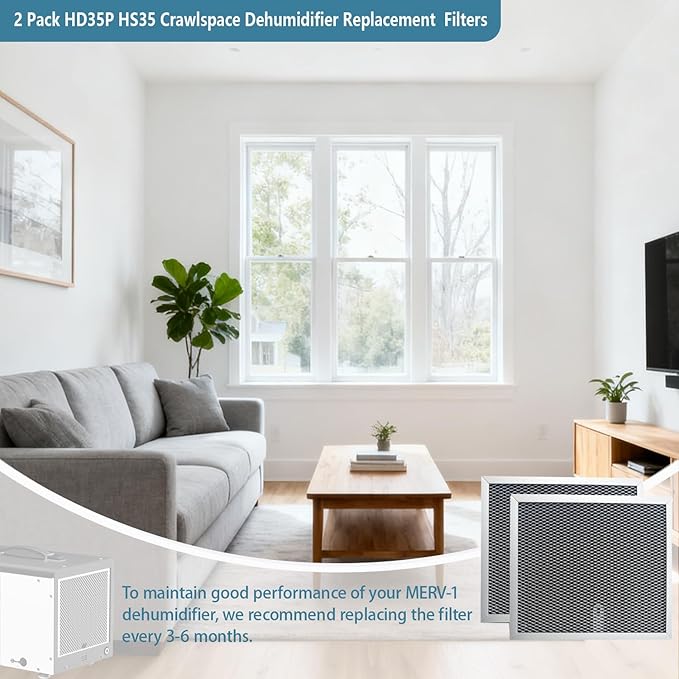 HD35P Dehumidifier Filters Compatible with Sentinel HD35P HS35 Dehumidifiers Alorair Crawl Space Dehumidifiers MERV-1 Aluminium Filter 9.45 x 8 x 0.4 inches, 2 Pack