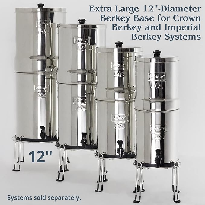 Large Berkey Base Stainless Steel Stand Raises Your Royal Berkey Water Filter System 6" Above Countertop for Easier Dispensing of Filtered Water