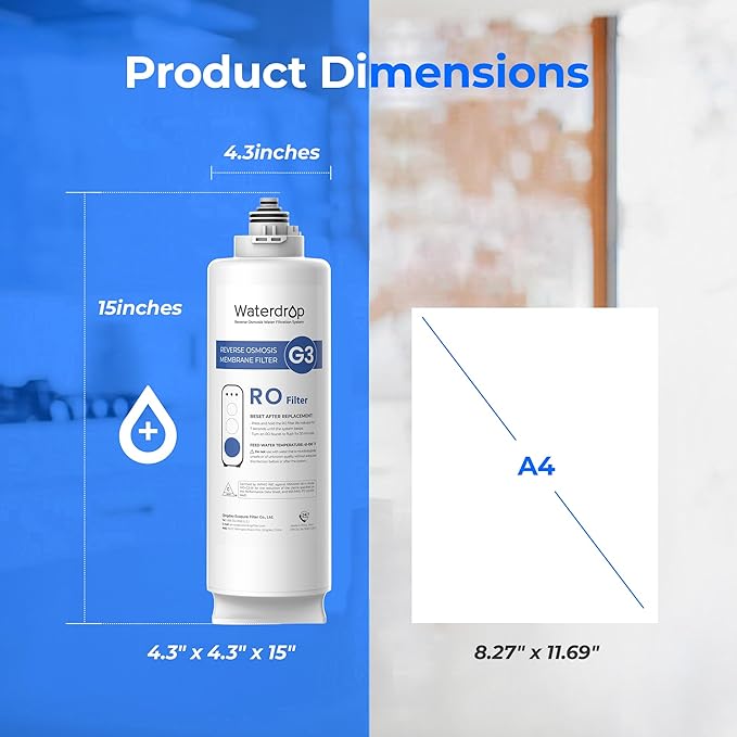 Waterdrop G3-N2RO Filter, Replacement for Waterdrop G3-W 400 GPD Reverse Osmosis System, Reduce PFAS, 2-year Lifetime