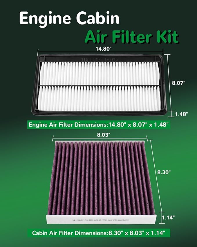 Engine Cabin Air Filter for Pilot 2023 2024 2025 3.5L,MDX 2022 2023 2024 2025 3.5L,Replace 1722061AA00, 80292TF0G01 (Not for 3.0L)