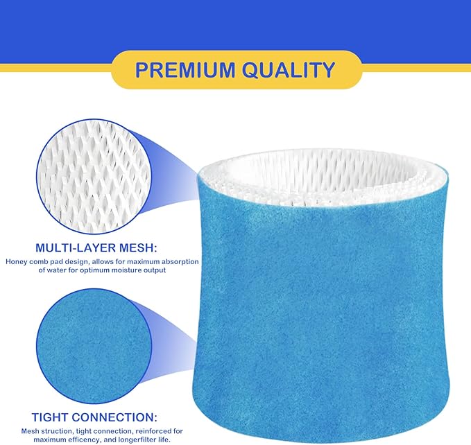 Humidifier Wicking Filter Replacement 2.0 Compatible with Canopy Bedside and Nursery Humidifier 2.0, Wood Pulp & Paper Filter, 5 Pack (Blue)