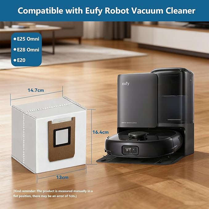 6 Pack E25 E28 Dust Bags for Eufy E28 Omni, E25 Omni, and E20 Robot Vacuum Cleaners- Large Capacity Replacement Accessories