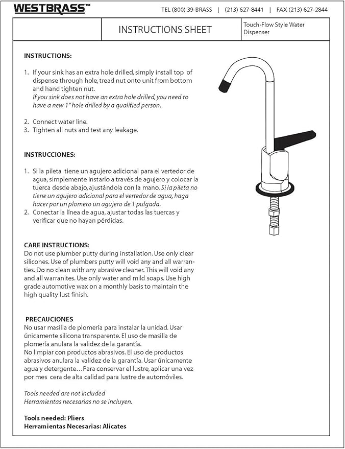 Westbrass D203-NL-12-07 6" Touch-Flo Style Pure Cold Water Dispenser Faucet, 12-Pack, Satin Nickel