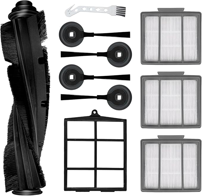 Spare Replacement Parts for Shark ION Robot AV751 AV752 AV753 S87 R85 RV850, RV850WV Vacuum Cleaner Accessory Kit Pack of 4 Side Brushes,1 Main Brush, 3 Pre-Motor Filter, 1 Cleaning Gear