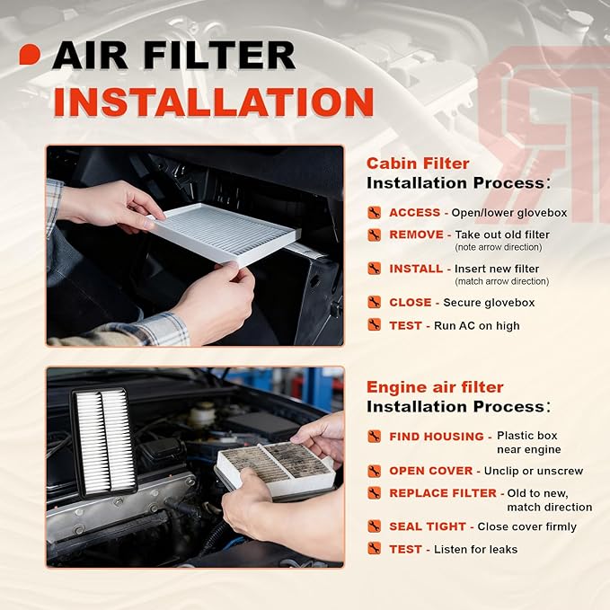 Pilot Passport Upgraded Engine & Cabin Air Filter Compatible with 2016-2022 Pilot 3.5L, 2017-2025 Ridgeline 3.5L, 2019-2025 Passport 3.5L, 2014-2020 MDX 3.0L, Durable Materials＆Efficient Filtration