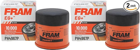 Fram Extra Guard Oil Filter, PH4967 | 10K Mile Change Interval | Spin-On | Pack of 2 | Black