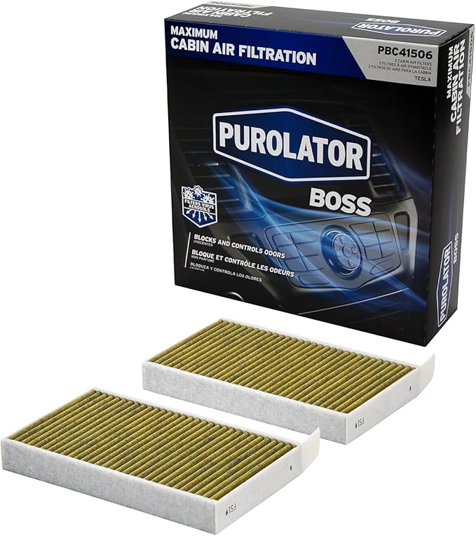 Purolator PBC41506 PurolatorBOSS Automotive Cabin Air Filter with Febreze & Activated Carbon, Car & Truck Passenger Compartment OEM Filter Replacement for Tesla MODEL 3 & MODEL Y