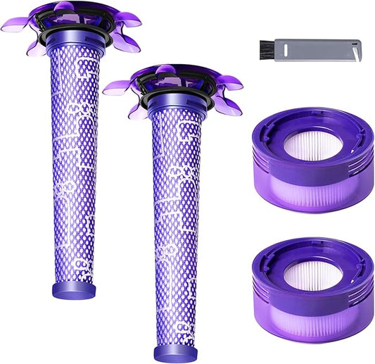 Vacuum Filter Replacement Kit for Dyson V7, V8 Animal, V8 Absolute & SV10 Cordless Vacuum Cleaners, Replaces Part # 965661-01 & 967478-01 (V8 Slim 4P)
