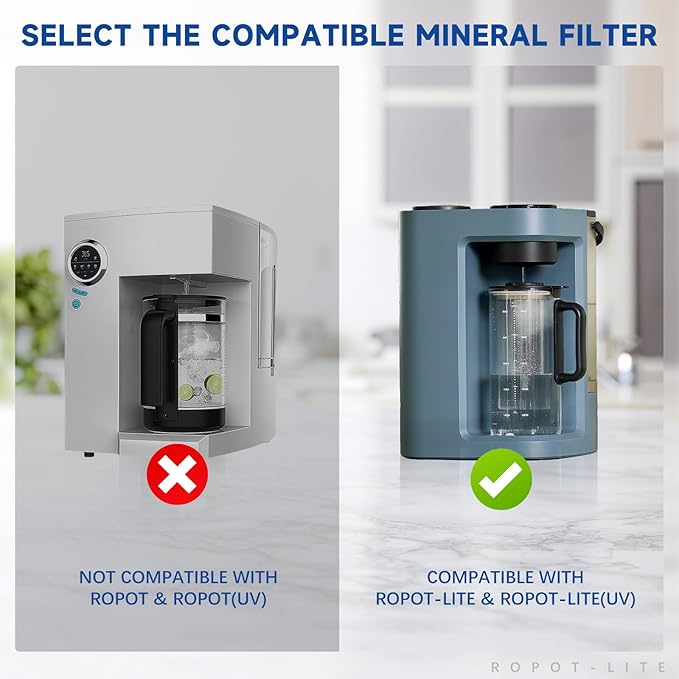 ROPOT-LITE Mineral Filter Set Compatible with Bluevua RO100ROPOT-Lite and RO100ROPOT-Lite(UV) Alkaline Remineralization Filters (4 Pack）