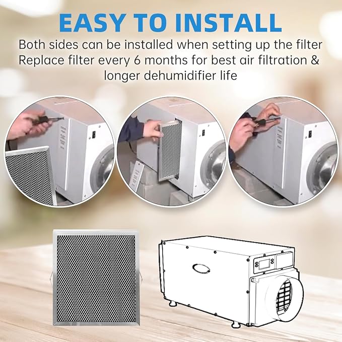 E080 5881 Dehumidifier Filter Washable MERV 8 Compatible with Whole-House Dehumidifiers E100 E080 or Dehumidifying Ventilator 8192A Replacement Filter 12x13.5x1 2 Packs