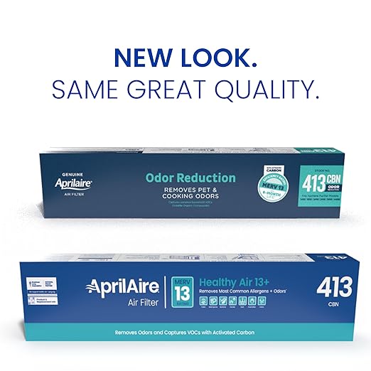 AprilAire 413CBN Replacement Filter for AprilAire Whole House Air Purifiers - MERV 13 with Carbon, Healthy Home Allergy + Odor Reduction, 16x25x4 Air Filter (Pack of 2)