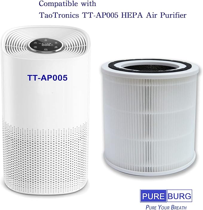 PUREBURG Replacement Filter Compatible with TT-AP005 HEPA Air Purifier,2-Pack H13 HEPA Activated carbon 2-IN-1 4-Stage Filtration Air Clean VoCs
