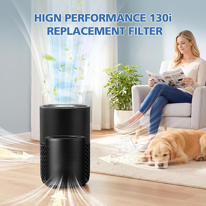 130i Replacement Filter Compatible with Puro 130i Air Purifier for Home Bedroom Pets, for 99.9% Smoke Pollen Dust Odors and Common Household Pollutants, 2 Pack