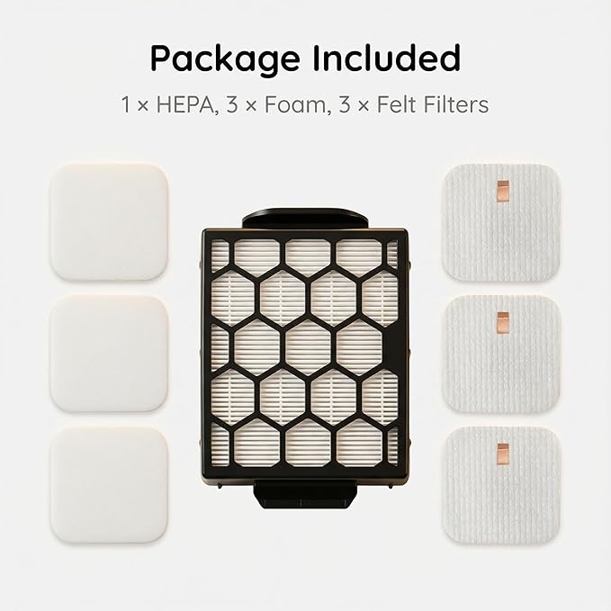 UV850 UV900 Filter Replacement for Shark Performance Lift-Away DuoClean PowerFins Upright Vacuum Cleaners Part # XFFK602UKT HEPA & Foam & Felt Filter Set for Pet Hair, Dirt, Dust