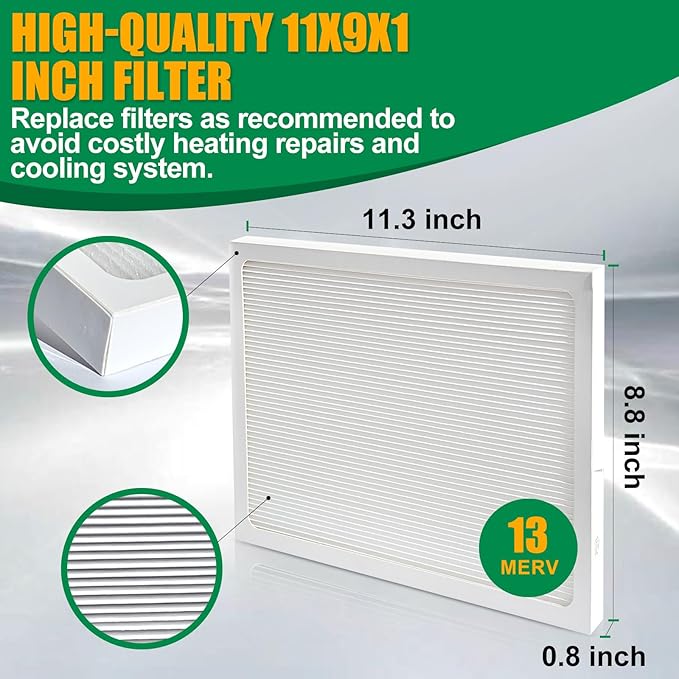 9 x 11 x 1 MERV 13 Replacement Dehumidifier Filter Compatible with Santa Fe Compact70, Ultra70, Element, Compact2, UA 65H dehumidifier Models, 4 Pack