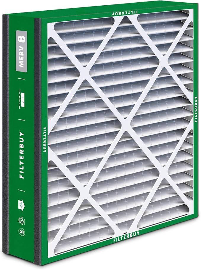 Filterbuy 20x20x5 Air Filter MERV 8 Essential Dust & Allergy Defense (3-Pack), Electrostatic Pleated HVAC AC Furnace Filters for Trion Air Bear 255649-103 & More (Actual Size: 19.63 x 20.63 x 4.88)