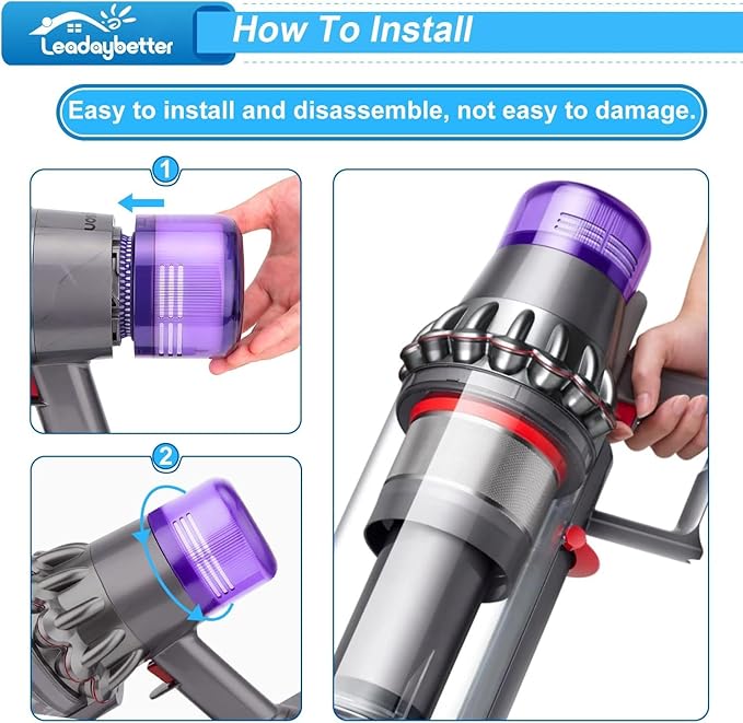 Leadaybetter Filter Replacement for Dyson V11 Animal Extra Torque Drive Complete, V15 V15s Detect Submarine, SV14 SV15 SV17 SV22 SV28 Vacuum, Compare to Part 970013-02, 3 Packs