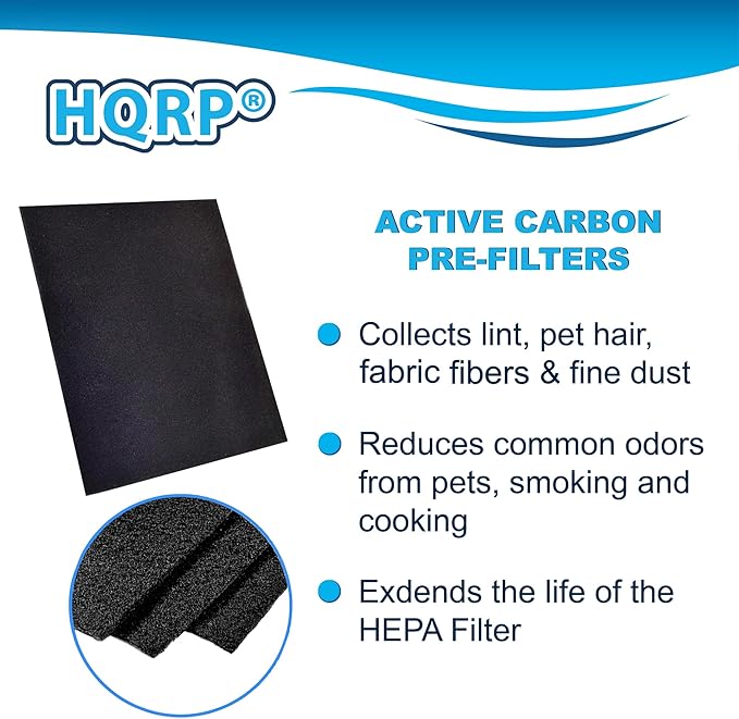 HQRP AP-1512HH Replacement Filter Compatible with Coway Airmega AP1512HH Mighty, AP-1518R Airmega 200M Air Purifier, Part 3304899, 1 True HEPA Filter + 2 Activated Carbon Pre-Filters