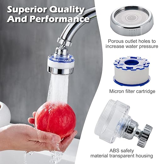 23 Pcs Sink Water Filter Faucet Set, Universal 360 ° Rotating Kitchen Faucet Water Purifier, Bathroom Faucet Filter Removes Chlorine Fluoride Hard Water for Home Kitchen w/20 Cartridge