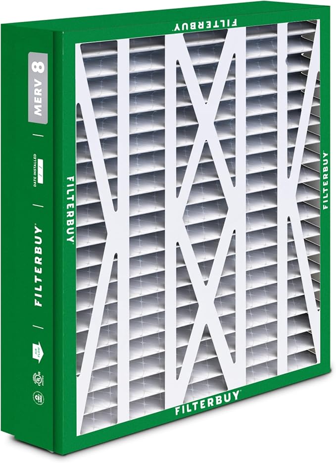 Filterbuy 24.5x27x5 Air Filter MERV 8 Essential Dust & Allergy Defense (3-Pack), Pleated HVAC AC Furnace Filters for Trane, American Standard, Honeywell, and More (Actual Size: 24.06 x 26.13 x 4.97)