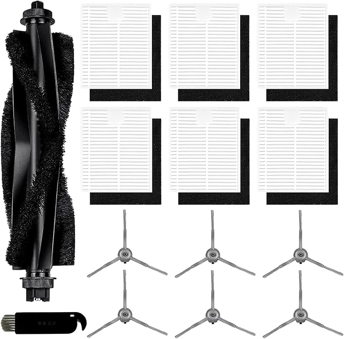L50 L60 Parts Compatible for Eufy L50 / L60, L50 SES (4000Pa), L60 SES, L60 Hybrid SES (5000Pa), G50 Hybrid Vacuum Replacement Accessories Kit, 1 Roller Brush, 6 Filters, 6 Side Brushes, 1 Clean Tool