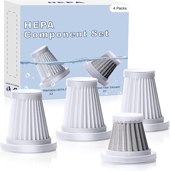 Saker Car Vacuum Cleaner Original Filter Set, 3 HEPA Filter and 1 Steel Filter, Adapted to Saker HL Series Handheld Vacuum Cleaners,Robust and Durable, Washable 4PCS