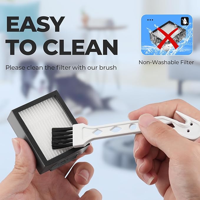 Filter Replacement for Roomba E I & J Series i7 i7+/plus i3 i3+ E5 E6 E7 i4 i6 i6+ i8 i8+ Vacuum Cleaners Parts, 18 Pack 4639161 High Efficiency Filters + 1 Cleaning Brush